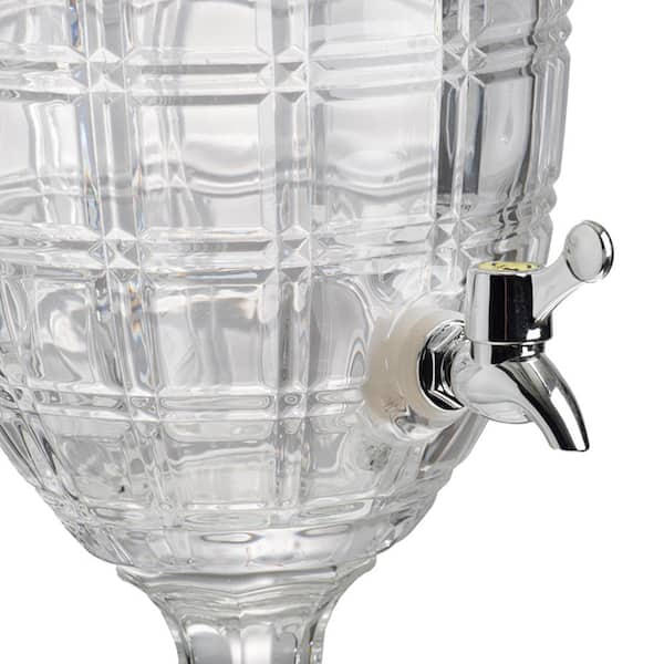 A&B Home 21 in. Clear Polished Silver Lidded Drink Dispenser