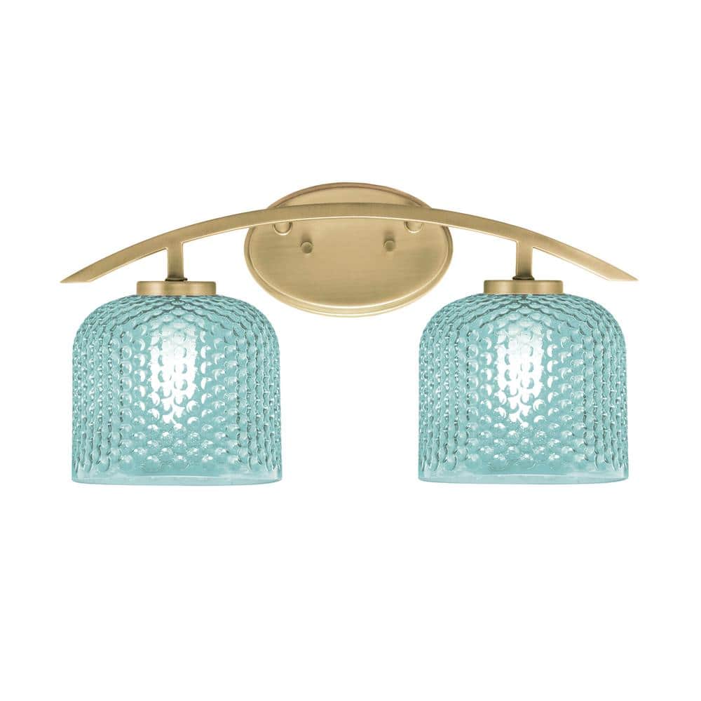 Siena 18.25 in. 2-Light Vanity Light New Age Brass with 6 in. Turquoise Tex