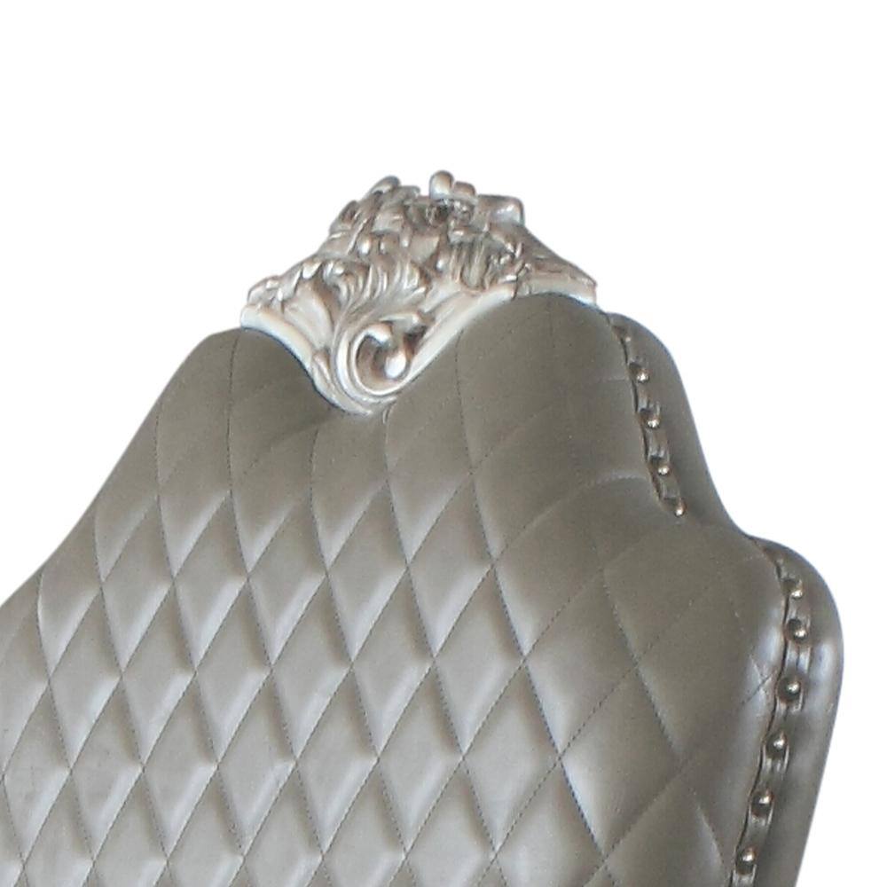 Dresden Vintage Bone White Floral Leather Accent Chair