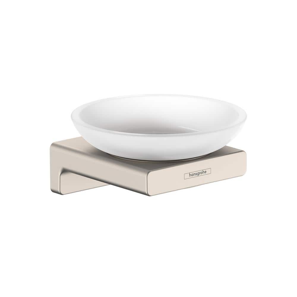 Brushed Nickel Glass Wall-Mounted Soap Dish