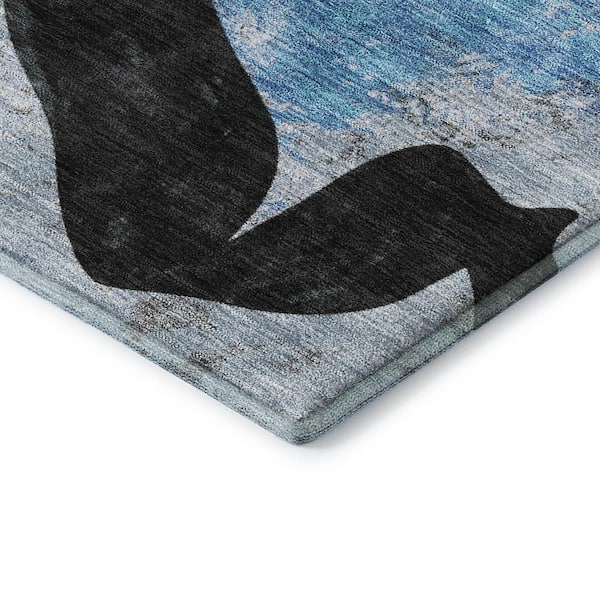 Mayfield Premium Machine Washable Abstract AMF2191 Denim 10 ft. x 14 ft. Area Rug