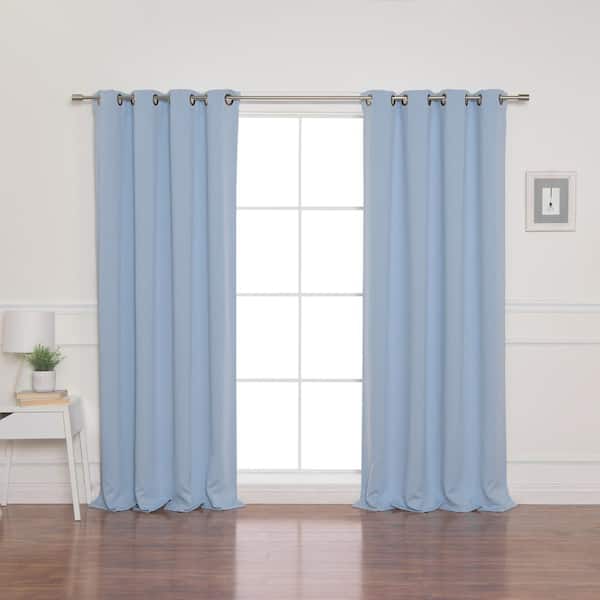 Best Home Fashion Sky Blue Grommet Blackout Curtain - 52 in. W x 96 in. L (Set of 2)
