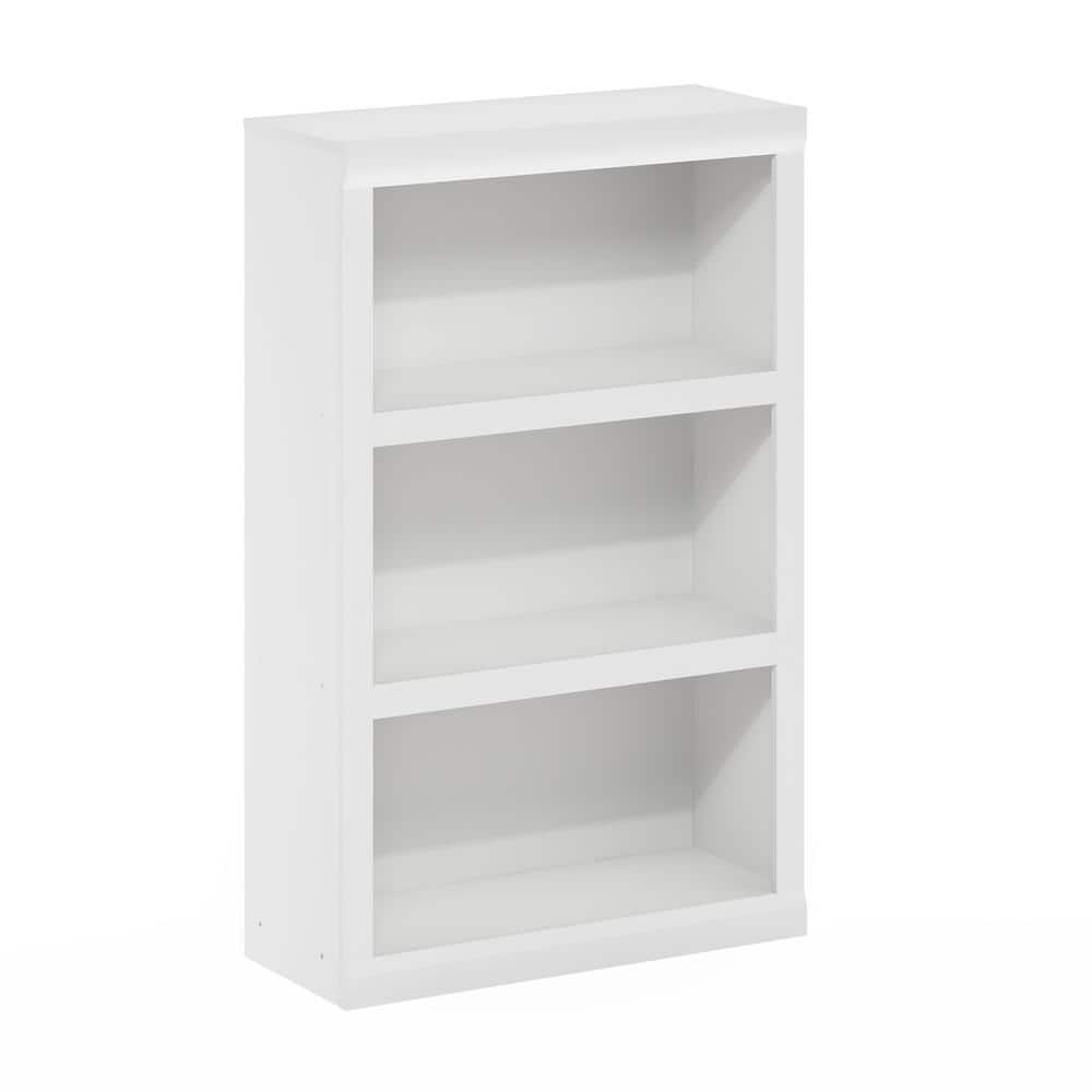 White 3-Tier Composite Wood Open Shelf Bookcase