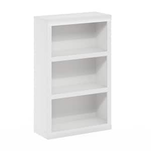 38.98 in. Tall White Wood 3-Shelf Bookcase
