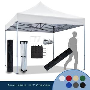 10 ft. L x 10 ft. L White Commercial Steel Instant Canopy Pop-Up Tent Adjustable Legs