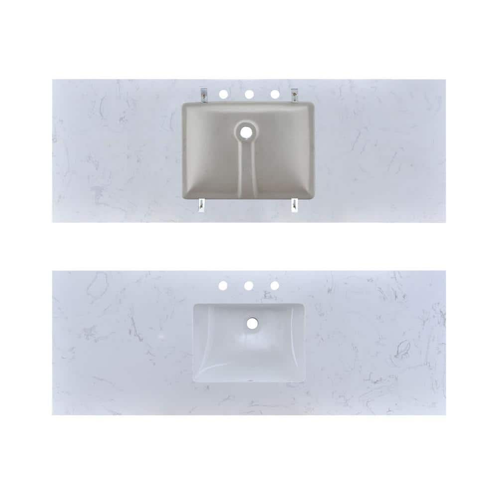 60 in. White Engineered Stone Vanity Top with Undermount Sink