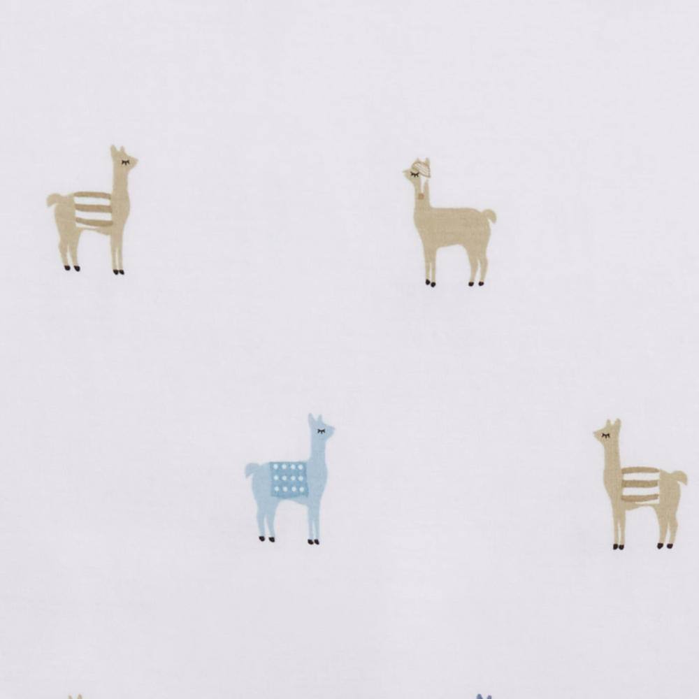 Twin XL Blue Percale Cotton Llama Sheet Set