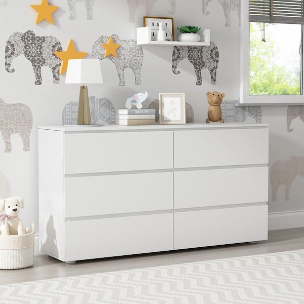 FUFU&GAGA 6-Drawers White Wood Chest of Drawer Dresser Cabinet Organizer 59 in. W x 15.7 in. D x 32.3 in. H KF200151-01-xin - The Home Depot FUFU&GAGA 6-Drawers White Wood Chest of Drawer Dresser Cabinet Organizer 59 in. W x 15.7 in. D x 32.3 in. H KF200151-01-xin - The Home Depot