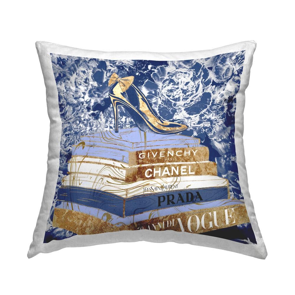 Stupell Industries Designer Glitz Heel on Books Fashion Glam Blue 18 x 7 x 18 Decorative Pillows