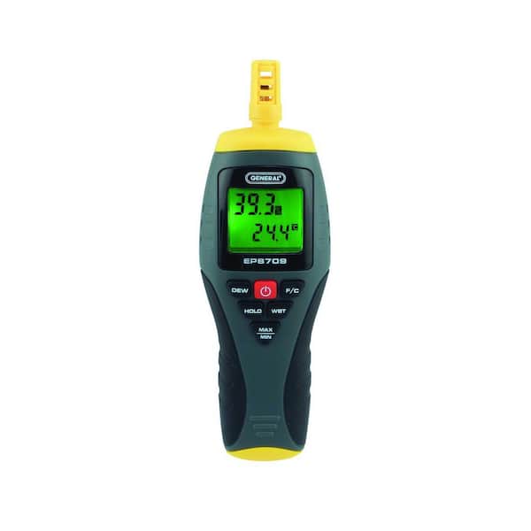 General Tools Digital Thermo Hygrometer Psychrometer for Ambient Temperature Relative Humidity Dew Point and Wet Bulb Temperature