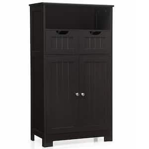 24 in. W x 12 in. D x 43 in. H Brown Wood Storage Freestanding Bathroom Linen Cabinet with Drawers in Dark Brown