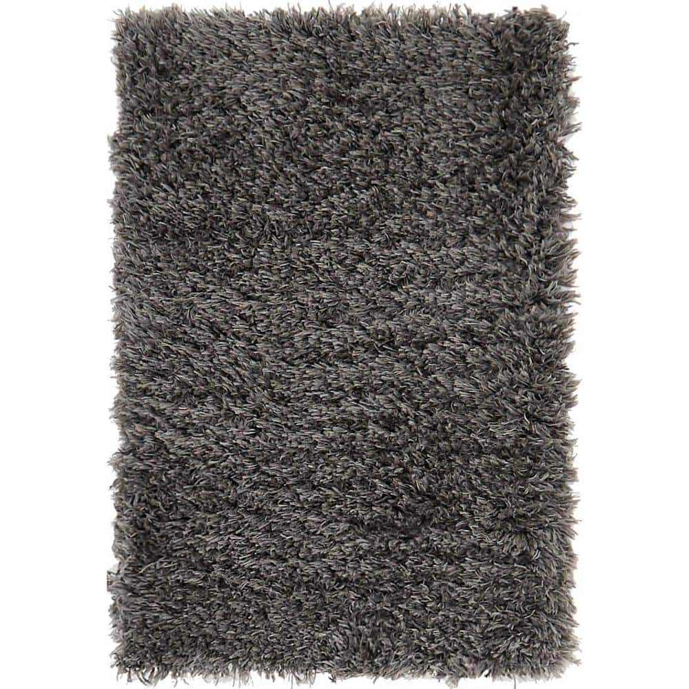 Slate Gray Synthetic Shag Rectangular Indoor Rug 2' x 3'