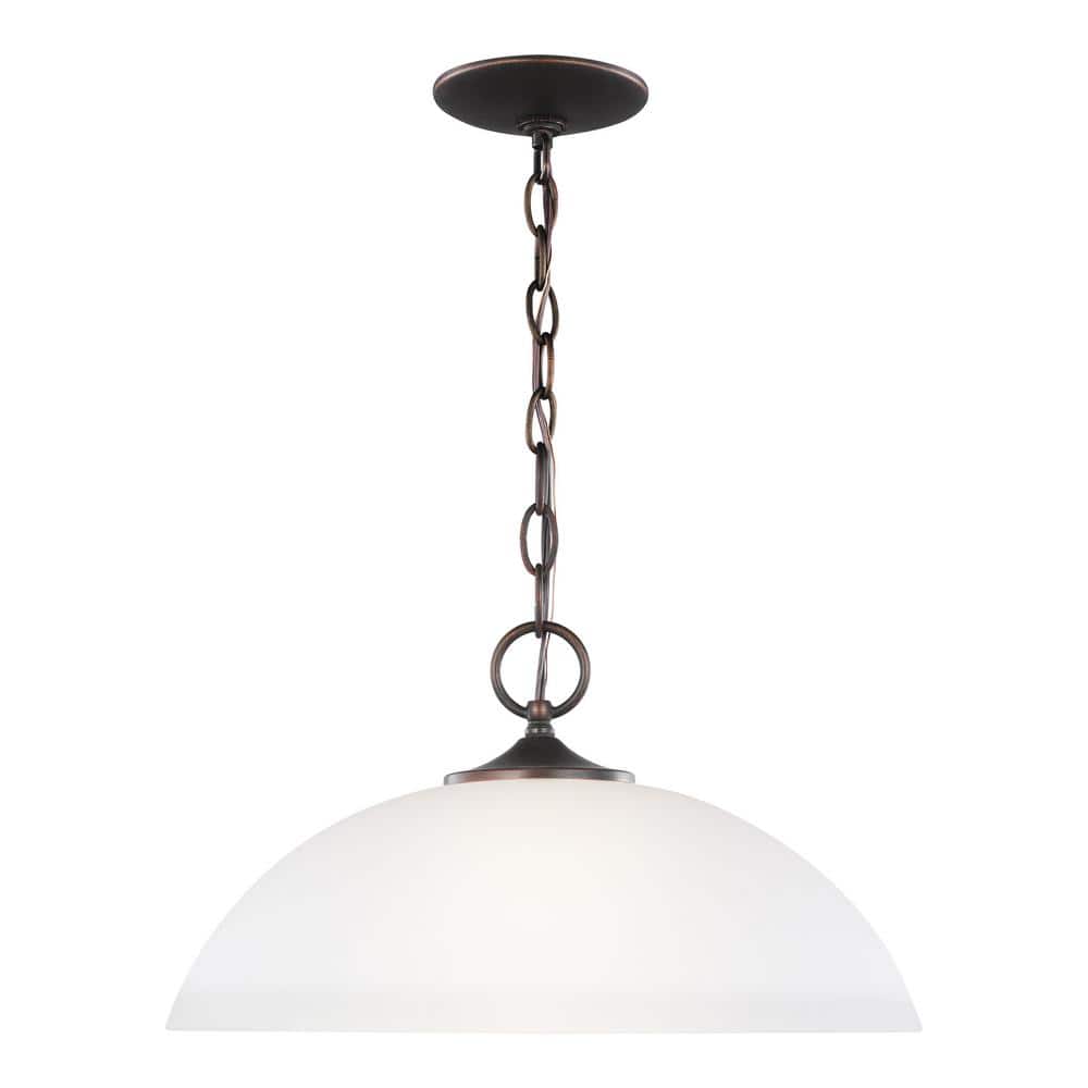 Geary 1-Light Bronze Pendant with Satin Etched Glass Shade and LED Light Bulb price history on PriceWatchPro