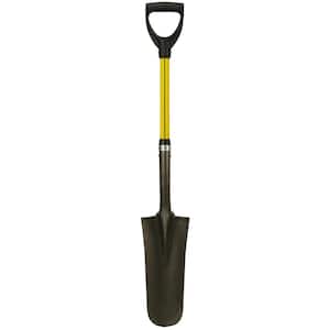 27 in. Classic Fiberglass Sharp Shooter Drain Spade with Heavy-Duty Steel Blade Shovel and D-Grip Handle