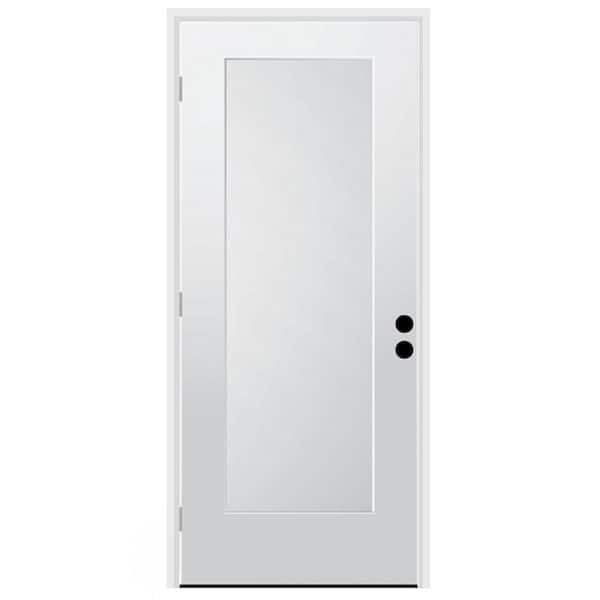 CODEL DOORS 36 in. x 80 in. 1-Panel Left-Hand/Inswing Unfinished Primed White Fiberglass Prehung Front Door w/4-9/16 in. Jamb Size