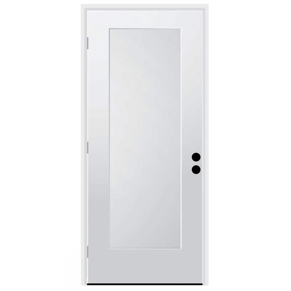 36 in. x 80 in. 1-Panel Left-Hand/Inswing Unfinished Primed White Fiberglas