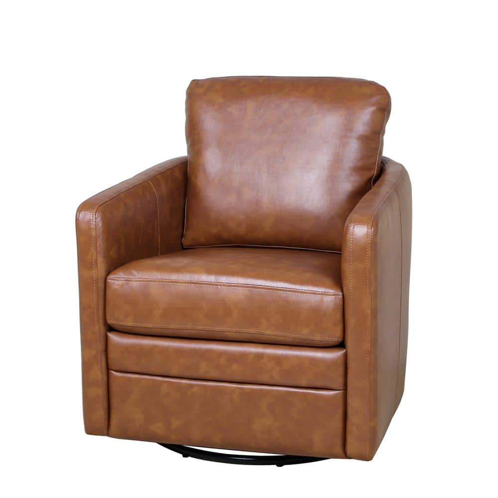 ARTFUL LIVING DESIGN Rosario Camel Vegan Leather Swivel Accent Chair   Camel Accent Chairs Knm527 Camel P 64 1000 