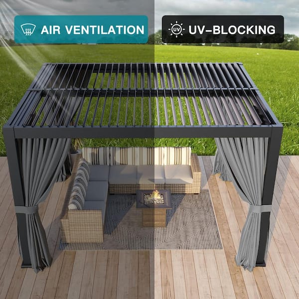 Sizzim 10 ft. x 12 ft. Hardtop Louvered Gazebo, Aluminum