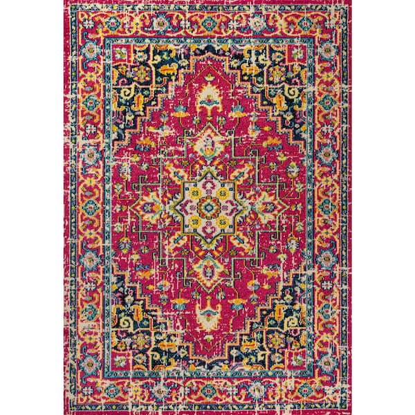 JONATHAN Y Brooklyn Geometric Medallion Red/Pink 8 ft. x 10 ft. Area Rug