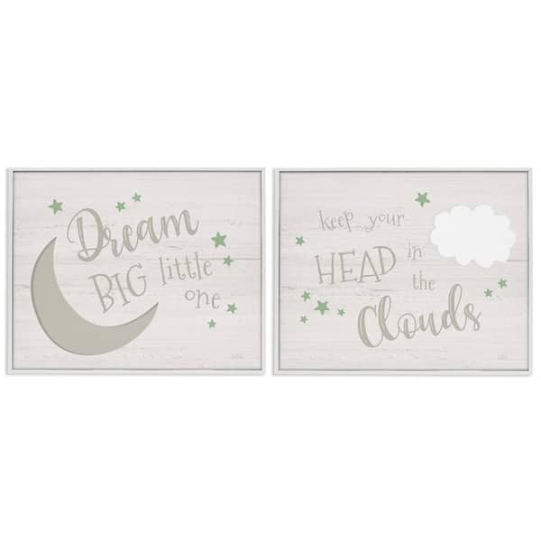 Stupell Industries Nursery Dreams Quotes by Natalie Carpentieri 2 Pieces White Framed Typography Giclee Art Print 11 in. x 14 in.