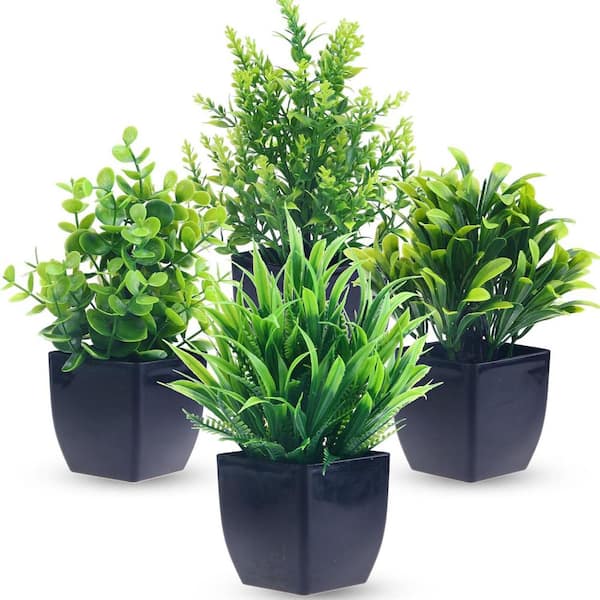 Unbranded Fake Plants in Black Pot Garden Statue, 4-Pack L0BYYNP72M