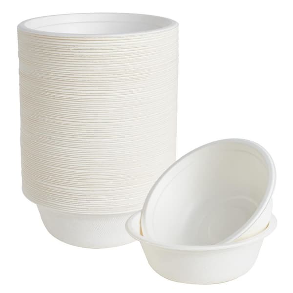 150-Pack 12 fl. oz. White Paper Cereal Bowls, Biodegradable Compostable Bowls, Made of Natural Sugarcane Bagasse