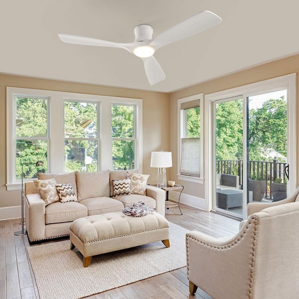 52 in. Indoor White Ceiling Fan with LED Light and Remote Modern Ceiling Fan with Reversible DC Motor Color Changing