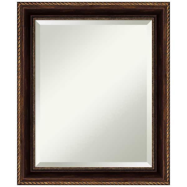 Amanti Art Corded Bronze 20 in. W x 24 in. H Framed Beveled Wall Mirror in Bronze