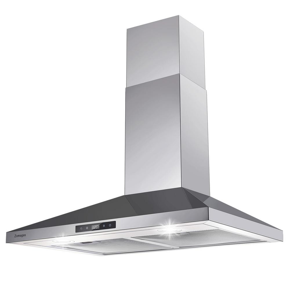 30 in. 450 CFM Wall Mounted Range Hood in Silver with Touch Panel