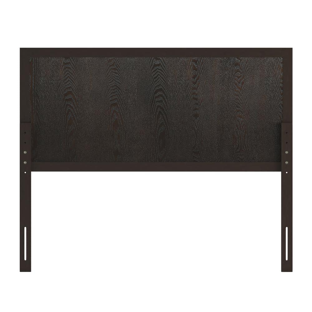 Full Dark Brown Solid Wood Panel Headboard