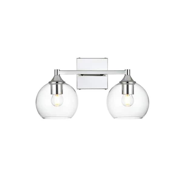 Unbranded Simply Living 16 in. 2-Light Modern Chrome Vanity Light with Clear Round Shade