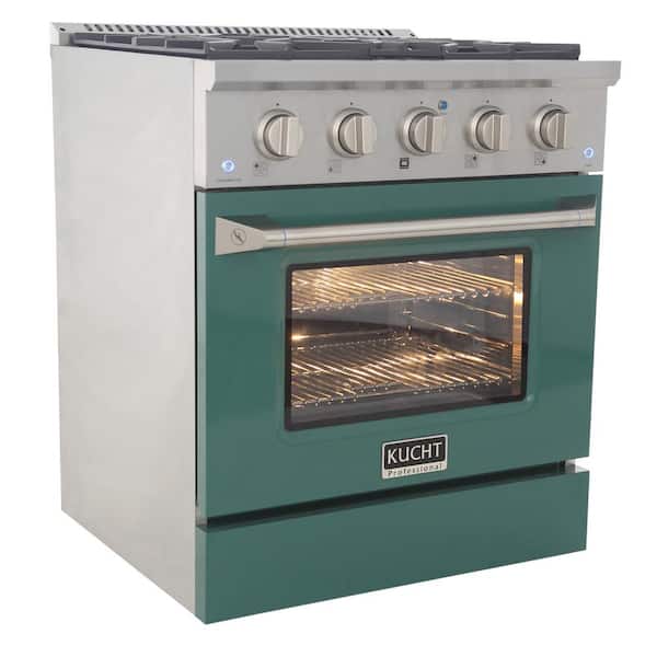 30 in. 4.2 cu. ft. Dual Fuel Range with Gas Stove and Electric Oven with Convection Oven in Green