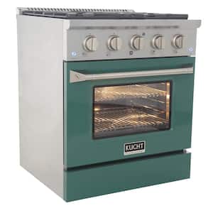 Pro-Style 30 in. 4.2 cu. ft. Propane Gas Range with Sealed Burners and Convection Oven in Green Oven Door