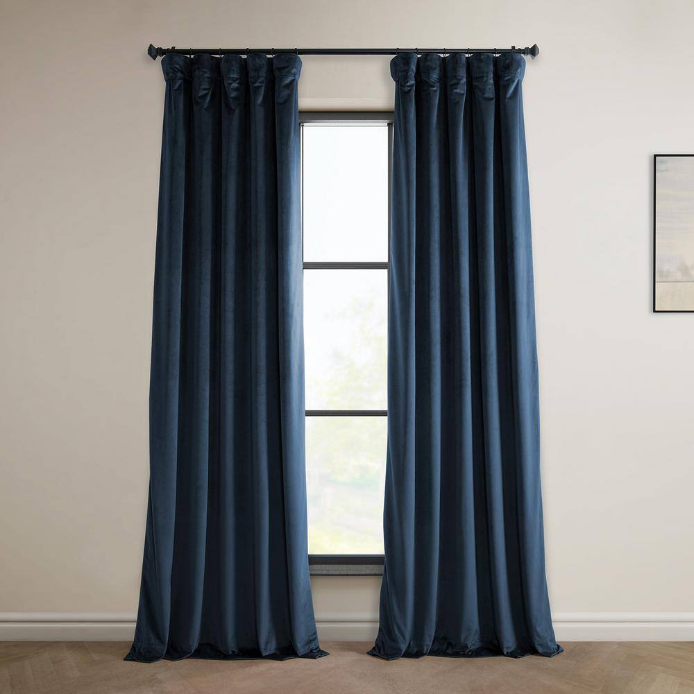 Eternal Blue Heritage Plush Velvet Room Darkening Curtain - 50 in. W x 120 in. L (1 Panel) price history on PriceWatchPro