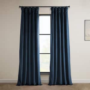 Eternal Blue Velvet Rod Pocket Room Darkening Curtain - 50 in. W x 84 in. L (1 Panel)