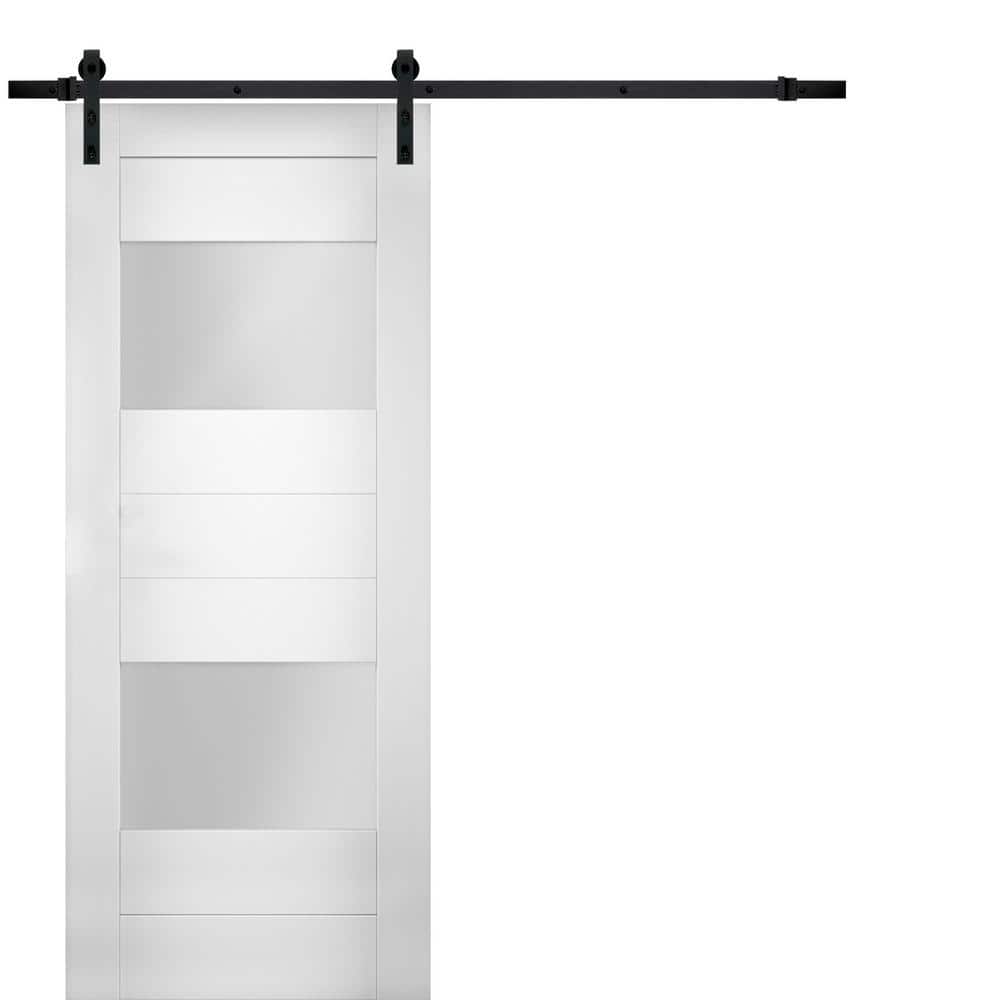 Assembly Required 36 in. x 80 in. Single Panel White Solid MDF Sliding Door with Barn Black Hardware price history on PriceWatchPro