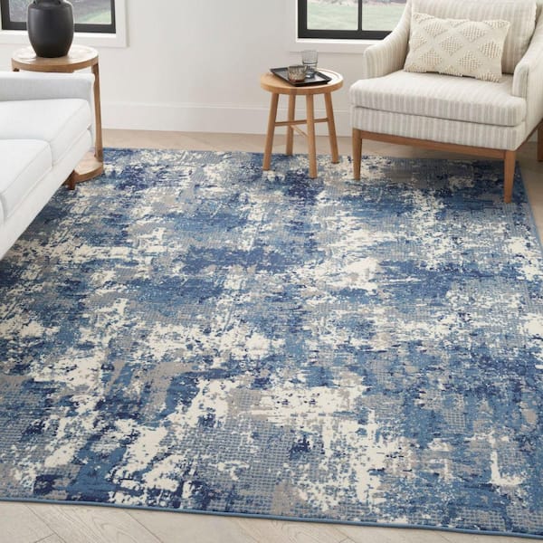 Grafix Navy Blue 6 ft. x 9 ft. Abstract Contemporary Area Rug
