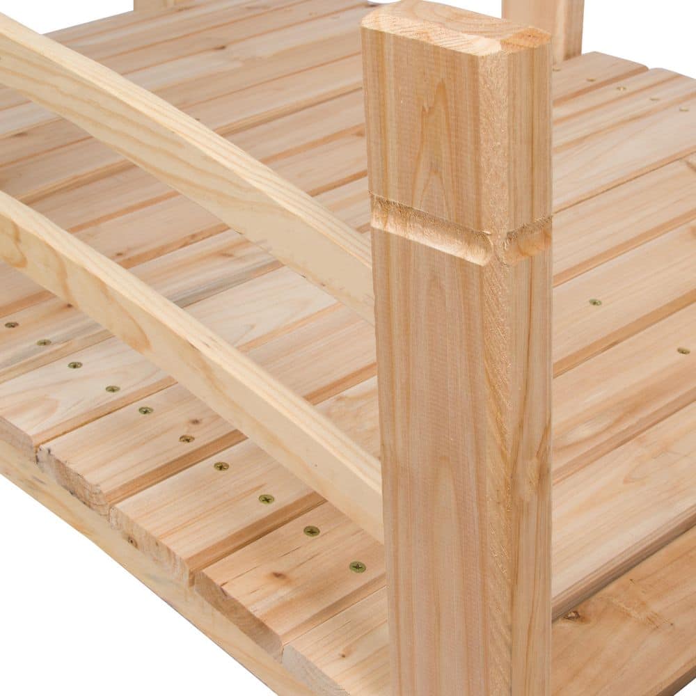 Natural Cedar 5-Foot Garden Bridge with Side Rails