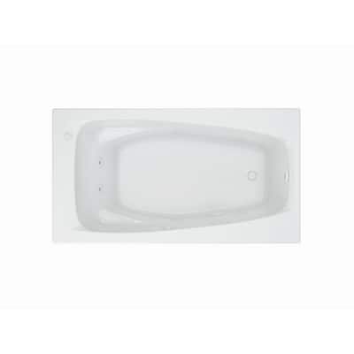 EverClean Reversible Drain 60 in. Acrylic Rectangular Drop-In 6-Jet Whirlpool Bathtub in White