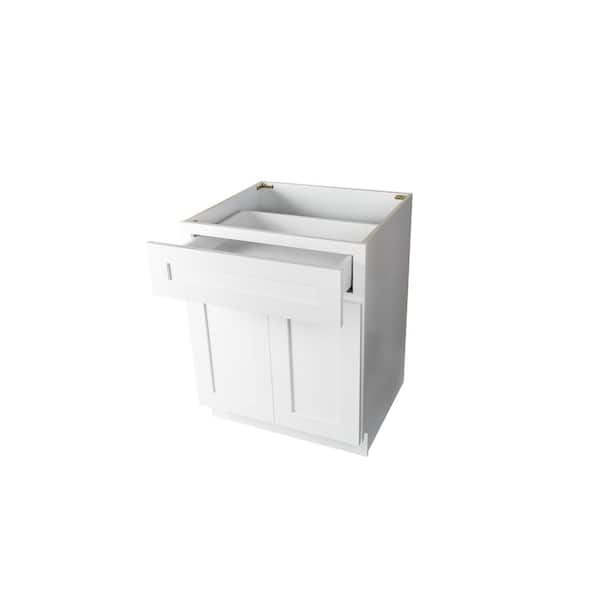 Plywell Ready to Assemble 27x34.5x24 in. Shaker Base Cabinet with 2-Door and 1 Drawer in White