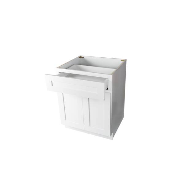 Plywell Ready to Assemble 24x34.5x24 in. Shaker Base Cabinet with 2-Door and 1 Drawer in White