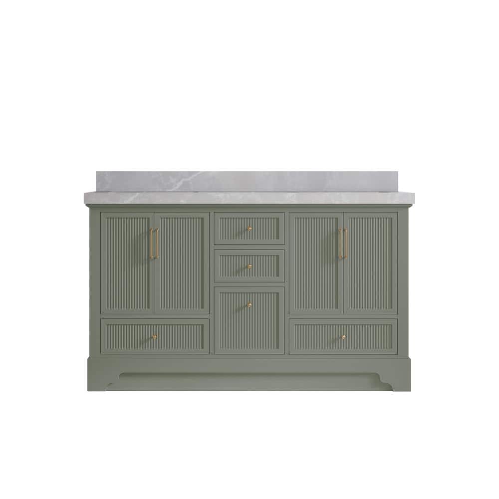 Willow Collections Alys 60 in. W x 22 in. D x 36 in. H Double Sink Bath Vanity in Evergreen with 2 in. Pearl Gray Top -  ALS_EGLHR60D