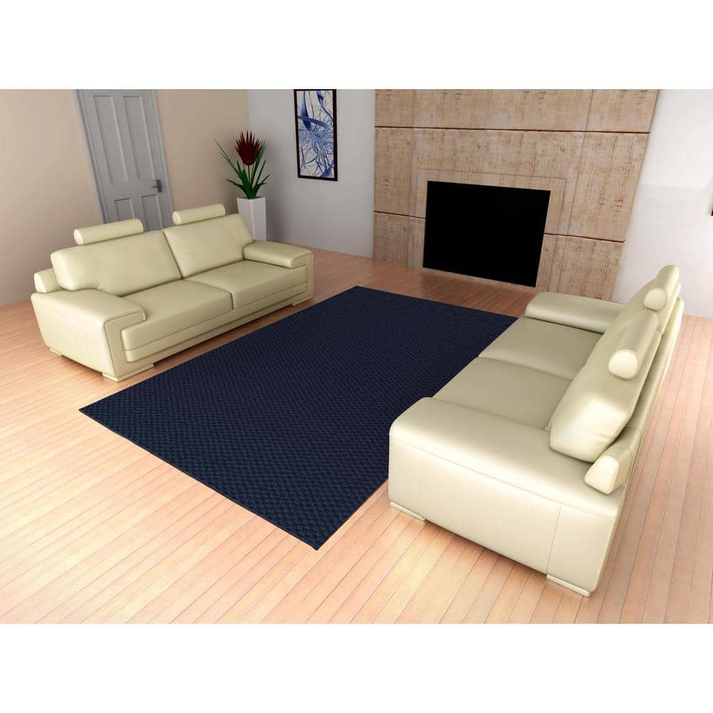 Navy Medallion Tufted Synthetic 9' x 12' Area Rug