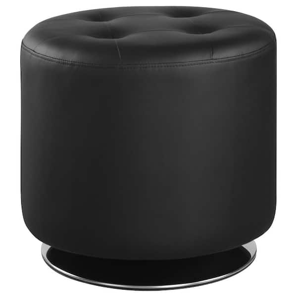 Black Round Upholstered Ottoman