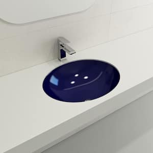 Parma 22 in. Undermount Fireclay Bathroom Sink in Sapphire Blue with Overflow