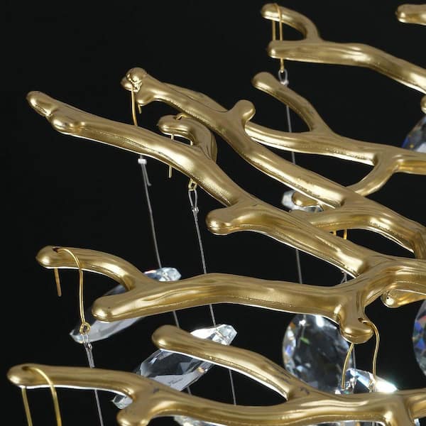PUYRNF 40 in. 14-Light Dimmable Gold Tree Branch Chandelier