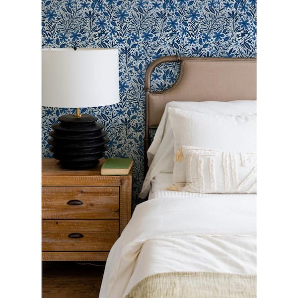 Cat Coquillette Porcelain Garden Blue Vinyl Peel and Stick Matte Wallpaper 30.75 sq. ft.