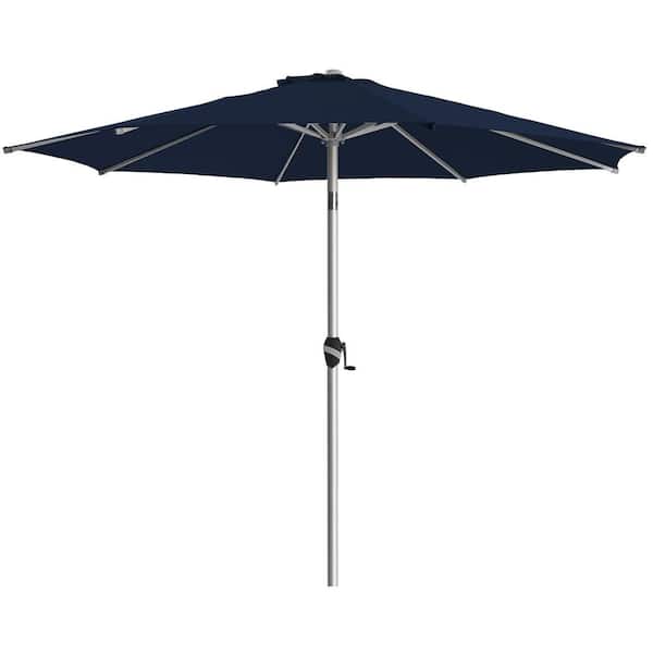 PASAMIC 11ft. Aluminum Outdoor Market Umbrella Patio Umbrella, 5-Year Fade-ResisTant and Push Button Tilt in Navy Blue
