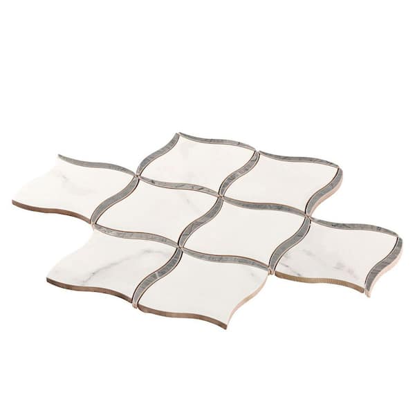 Ciara Dakin Grey and White 11-in. x 13-in. Marble Look Matte Porcelain Floor Wall and Tile Sample