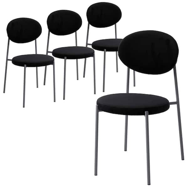 Leisuremod Euston Black Velvet Dining Chair Set of 4